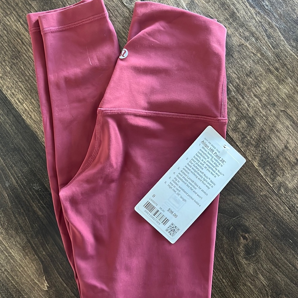 Lululemon align leggings.  Size 0   28” length wine/burgundy color